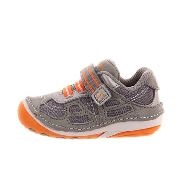 NEW Stride Rite Baby Soft Motion Conner Sneaker Grey Orange Walker First Step - Picture 2 of 5